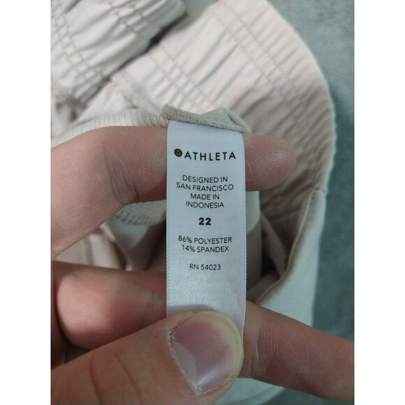Athleta Pants Womens 22 Beige Brooklyn Textured Joggers Stretch Pull On Tapered - Picture 8 of 9